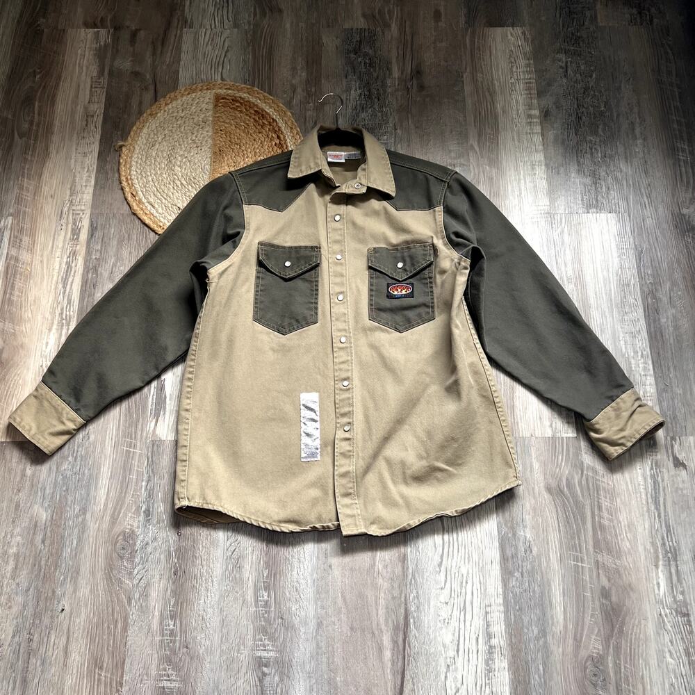 RASCO FR Heavy Duty Pearl Snap Western Chest Pocket Work Long Sleeve Shirt